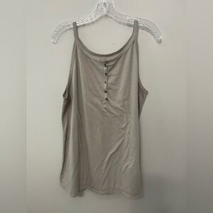 Source Unknown Taupe Tank Top with Button Detail
